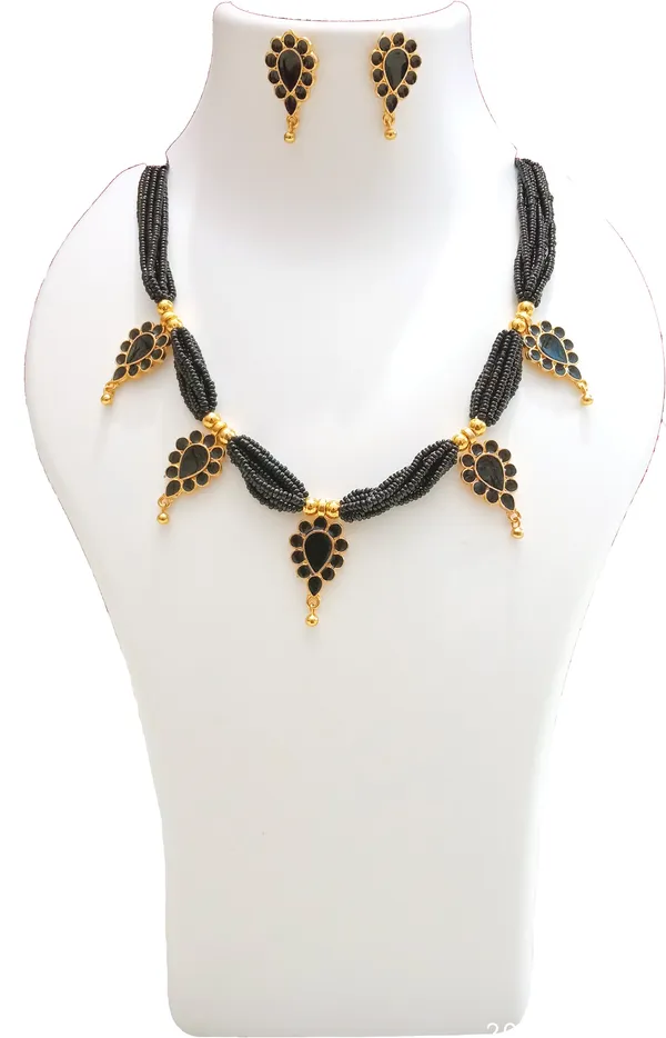 Assamese_Traditional_Gold_Plated_Black_Colour_Golpata_Necklace_Set_For_Women